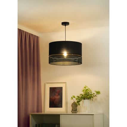 Duolla - Kattokruunu johdossa DOUBLE RATTAN 1xE27/15W/230V halkaisija 40 cm musta