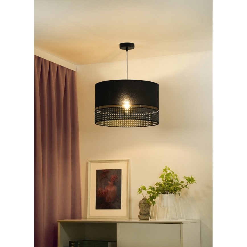 Duolla - Kattokruunu johdossa DOUBLE RATTAN 1xE27/15W/230V halkaisija 40 cm musta