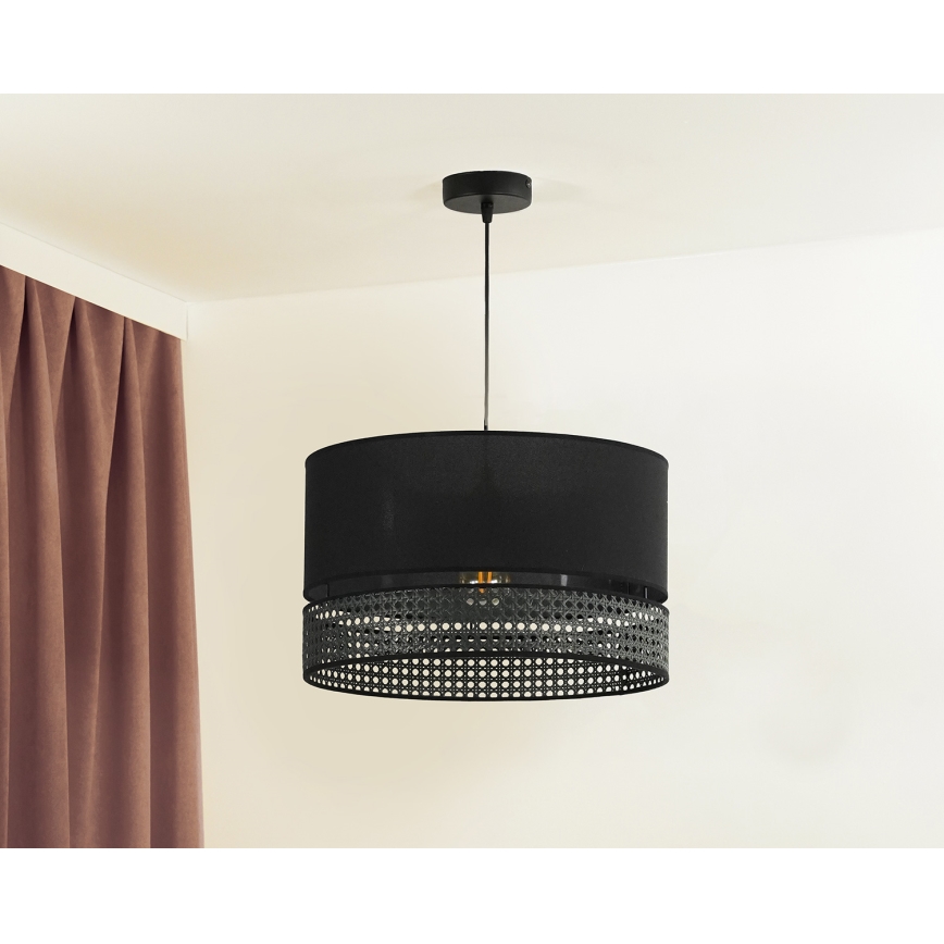 Duolla - Kattokruunu johdossa DOUBLE RATTAN 1xE27/15W/230V halkaisija 40 cm musta