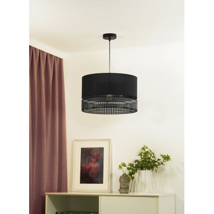 Duolla - Kattokruunu johdossa DOUBLE RATTAN 1xE27/15W/230V halkaisija 40 cm musta