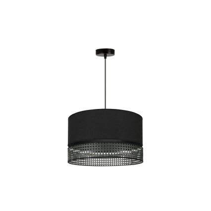 Duolla - Kattokruunu johdossa DOUBLE RATTAN 1xE27/15W/230V halkaisija 40 cm musta