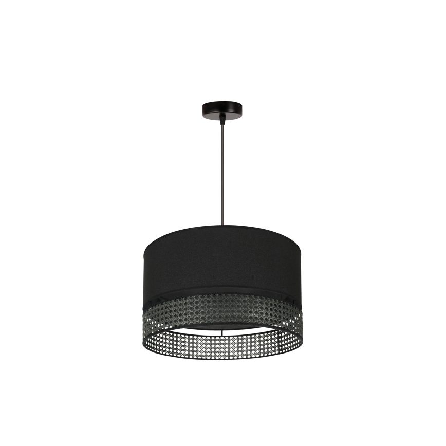 Duolla - Kattokruunu johdossa DOUBLE RATTAN 1xE27/15W/230V halkaisija 40 cm musta