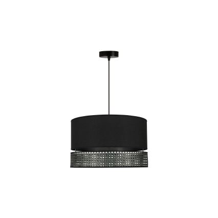 Duolla - Kattokruunu johdossa DOUBLE RATTAN 1xE27/15W/230V halkaisija 40 cm musta
