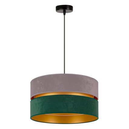 Duolla - Kattokruunu johdossa DUO 1xE27/15W/230V halkaisija 40 cm harmaa/vihreä/kulta