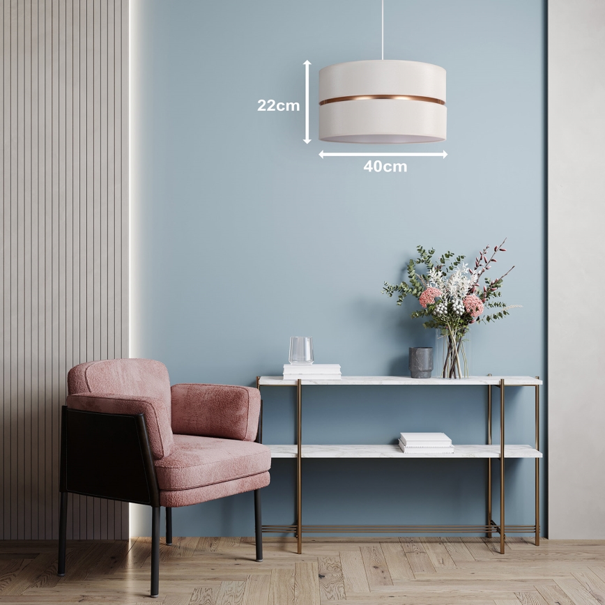 Duolla - Kattokruunu johdossa DUO 1xE27/15W/230V halkaisija 40 cm kerma/kulta