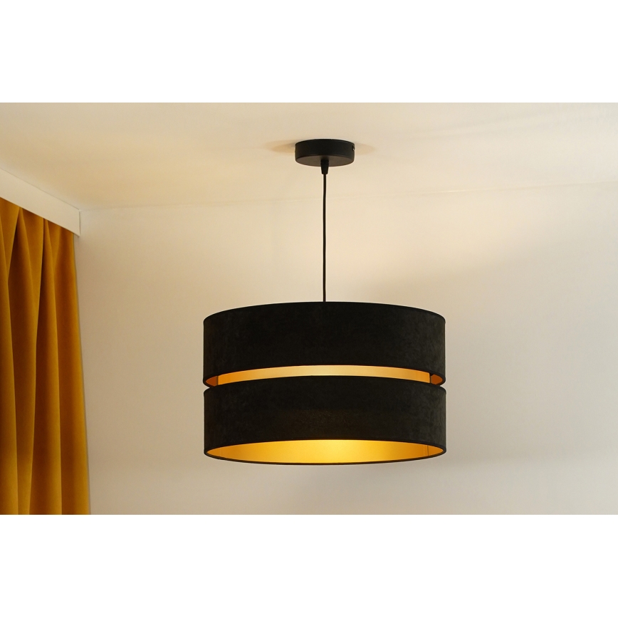 Duolla - Kattokruunu johdossa DUO 1xE27/15W/230V halkaisija 40 cm musta/kulta