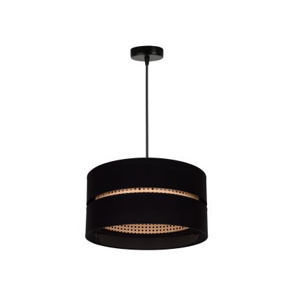 Duolla - Kattokruunu johdossa DUO 1xE27/15W/230V halkaisija 40 cm musta/rottinki