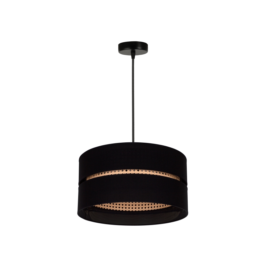 Duolla - Kattokruunu johdossa DUO 1xE27/15W/230V halkaisija 40 cm musta/rottinki
