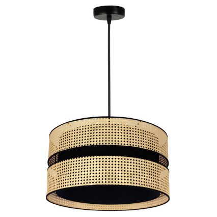 Duolla - Kattokruunu johdossa DUO 1xE27/15W/230V halkaisija 40 cm rottinki/musta