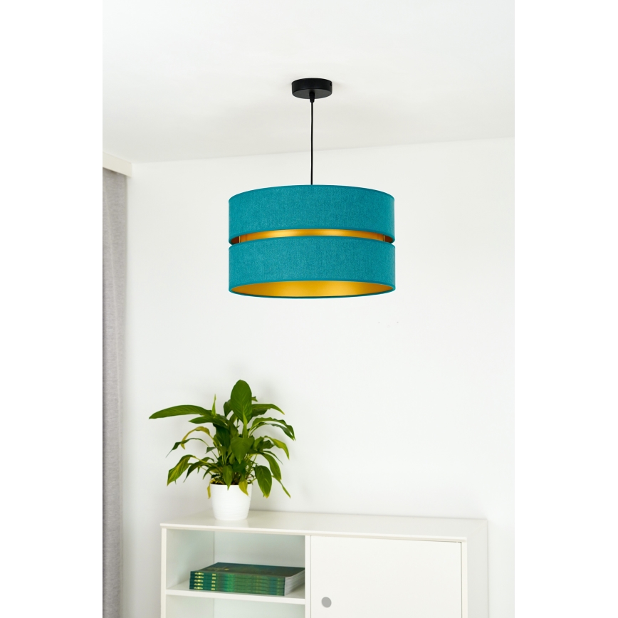 Duolla - Kattokruunu johdossa DUO 1xE27/15W/230V halkaisija 40 cm turkoosi/kulta