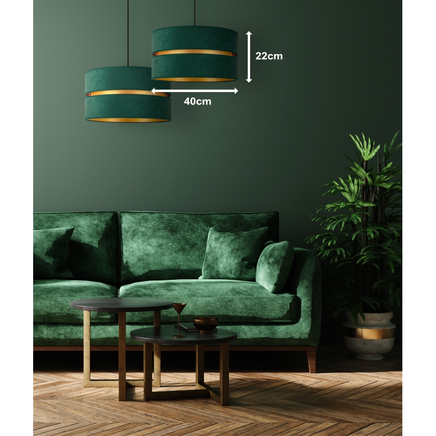 Duolla - Kattokruunu johdossa DUO 1xE27/15W/230V halkaisija 40 cm vihreä/kulta