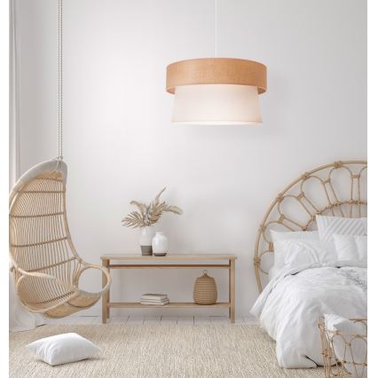 Duolla - Kattokruunu johdossa ETNIC 1xE27/40W/230V halkaisija 45 cm kerma/beige