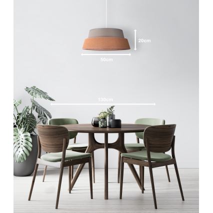 Duolla - Kattokruunu johdossa GALAXY 1xE27/40W/230V halkaisija 50 cm harmaa/ruskea