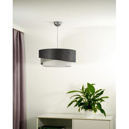 Duolla - Kattokruunu johdossa KOBO 1xE27/15W/230V halkaisija 45 cm antrasiitti/harmaa/valkoinen