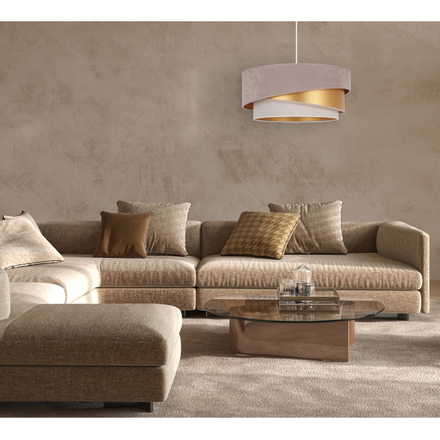 Duolla - Kattokruunu johdossa KOBO 1xE27/15W/230V halkaisija 45 cm beige/kulta/kerma