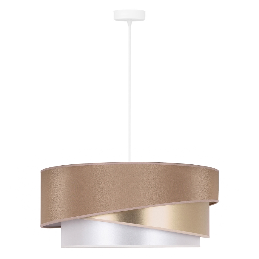 Duolla - Kattokruunu johdossa KOBO 1xE27/15W/230V halkaisija 45 cm beige/kulta/valkoinen