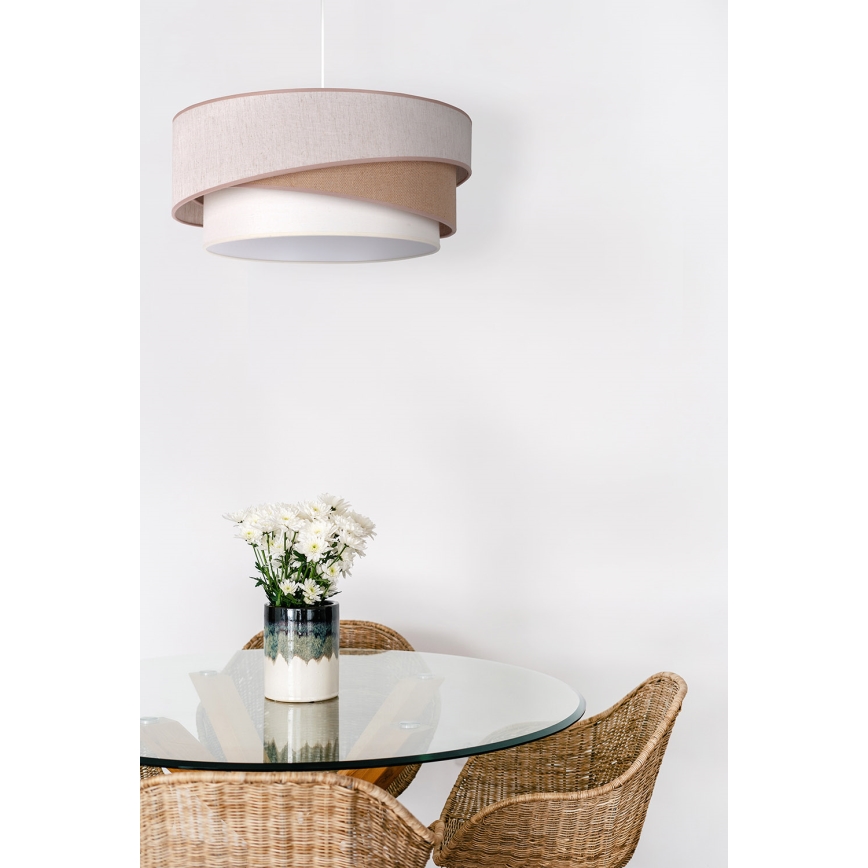 Duolla - Kattokruunu johdossa KOBO 1xE27/15W/230V halkaisija 45 cm beige/ruskea/valkoinen