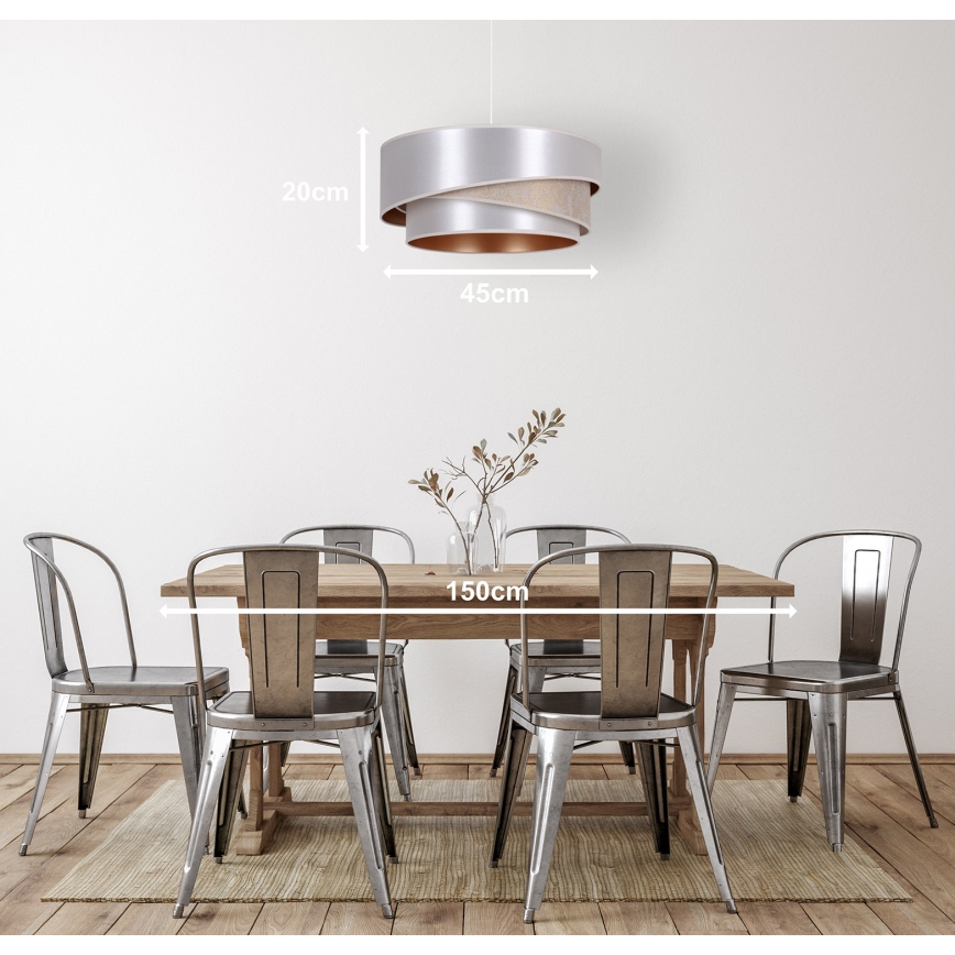 Duolla - Kattokruunu johdossa KOBO 1xE27/15W/230V halkaisija 45 cm hopea/kulta