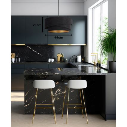 Duolla - Kattokruunu johdossa KOBO 1xE27/15W/230V halkaisija 45 cm musta/kulta