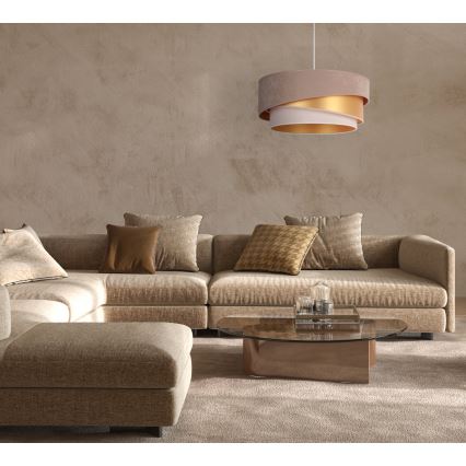 Duolla - Kattokruunu johdossa KOBO 1xE27/15W/230V halkaisija 45 cm ruskea/kulta/kerma