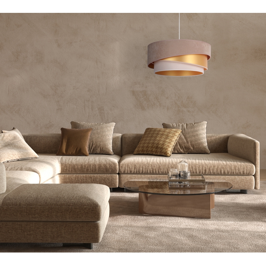 Duolla - Kattokruunu johdossa KOBO 1xE27/15W/230V halkaisija 45 cm ruskea/kulta/kerma
