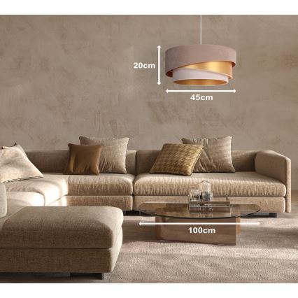 Duolla - Kattokruunu johdossa KOBO 1xE27/15W/230V halkaisija 45 cm ruskea/kulta/kerma