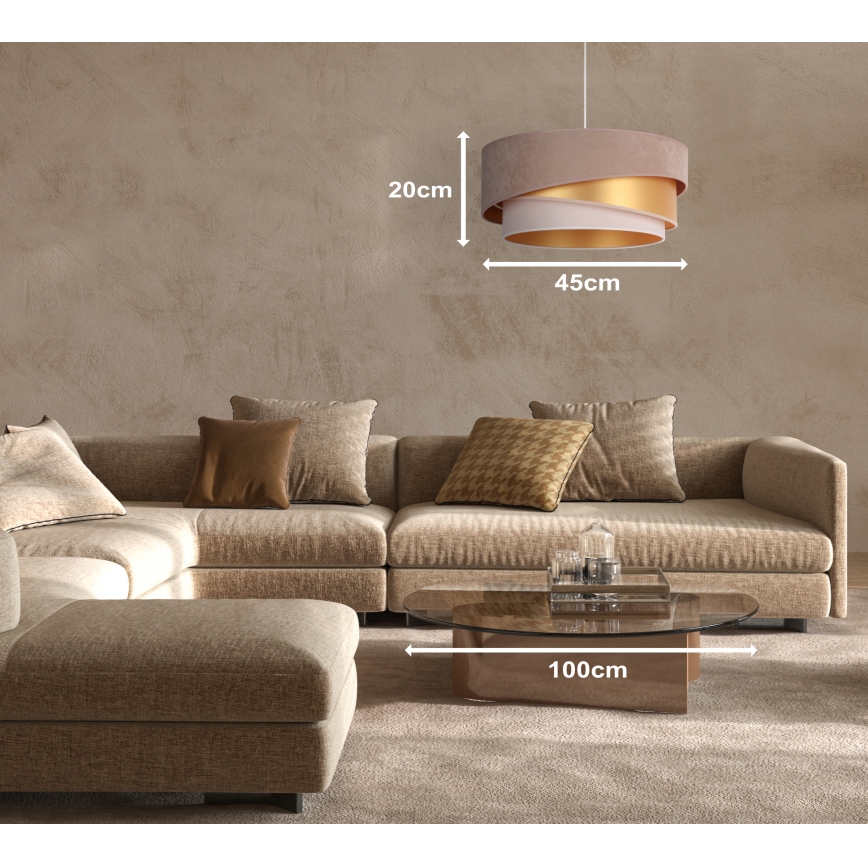 Duolla - Kattokruunu johdossa KOBO 1xE27/15W/230V halkaisija 45 cm ruskea/kulta/kerma
