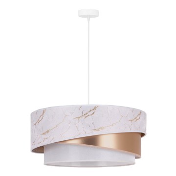 Duolla - Kattokruunu johdossa KOBO 1xE27/15W/230V halkaisija 45 cm valkoinen/ruusukulta