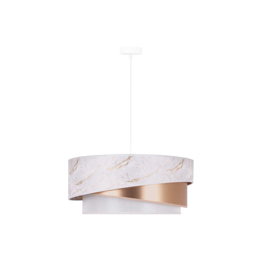 Duolla - Kattokruunu johdossa KOBO 1xE27/15W/230V halkaisija 45 cm valkoinen/ruusukulta
