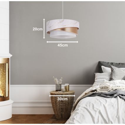 Duolla - Kattokruunu johdossa KOBO 1xE27/15W/230V halkaisija 45 cm valkoinen/ruusukulta