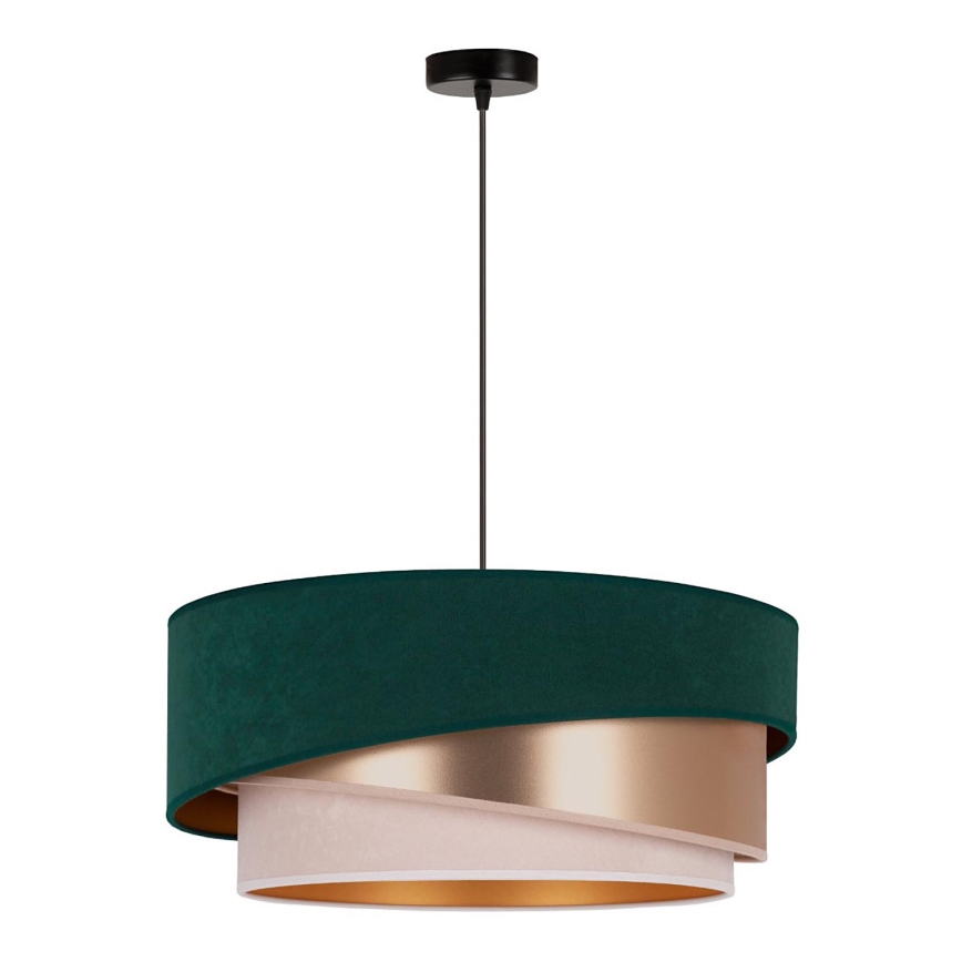 Duolla - Kattokruunu johdossa KOBO 1xE27/15W/230V halkaisija 45 cm vihreä/ruusukulta/kerma