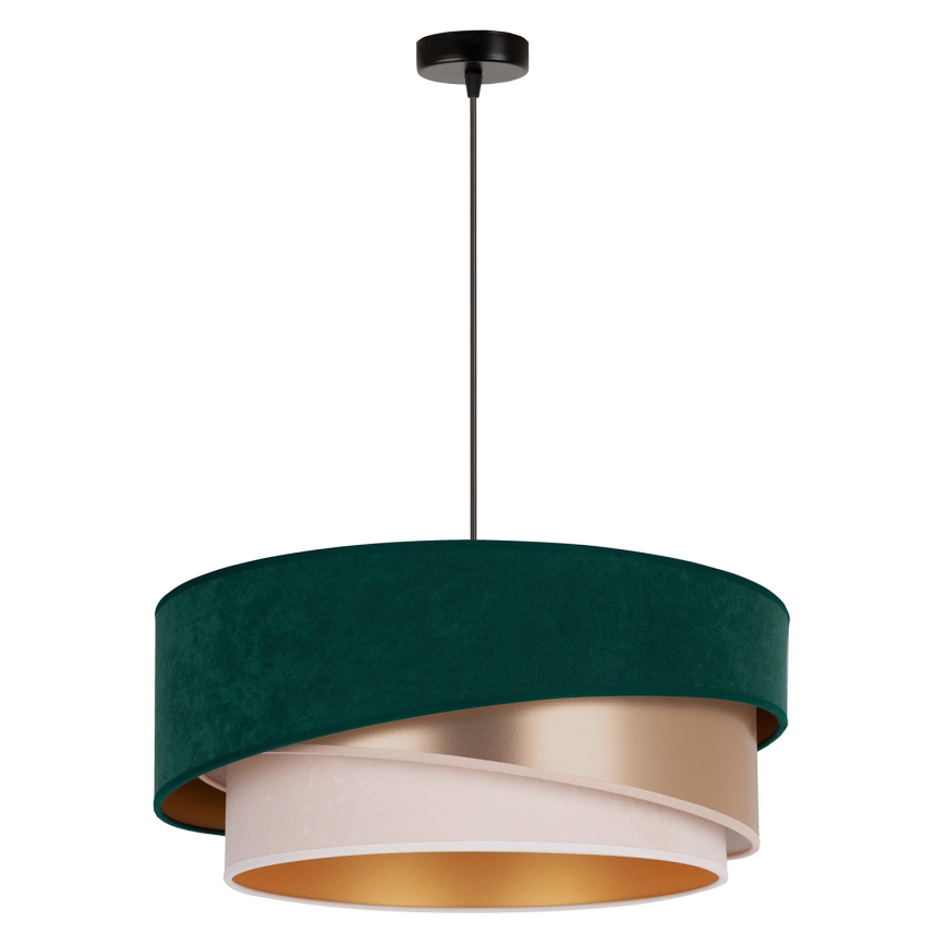 Duolla - Kattokruunu johdossa KOBO 1xE27/15W/230V halkaisija 45 cm vihreä/ruusukulta/kerma