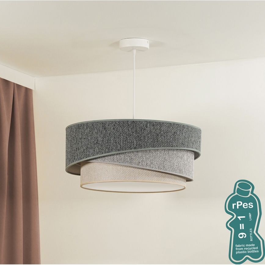 Duolla - Kattokruunu johdossa KOBO ECO RECYCLING 1xE27/15W/230V halkaisija 45 cm vihreä/harmaa/kerma