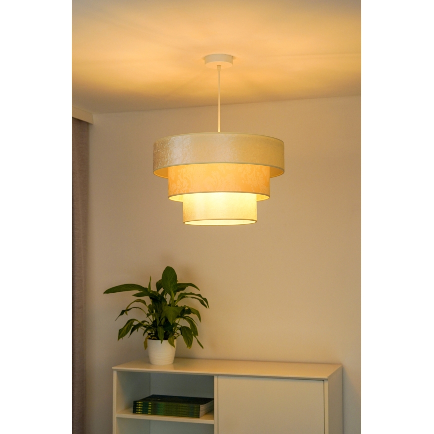 Duolla - Kattokruunu johdossa LUNETA 1xE27/40W/230V halkaisija 45 cm kerma