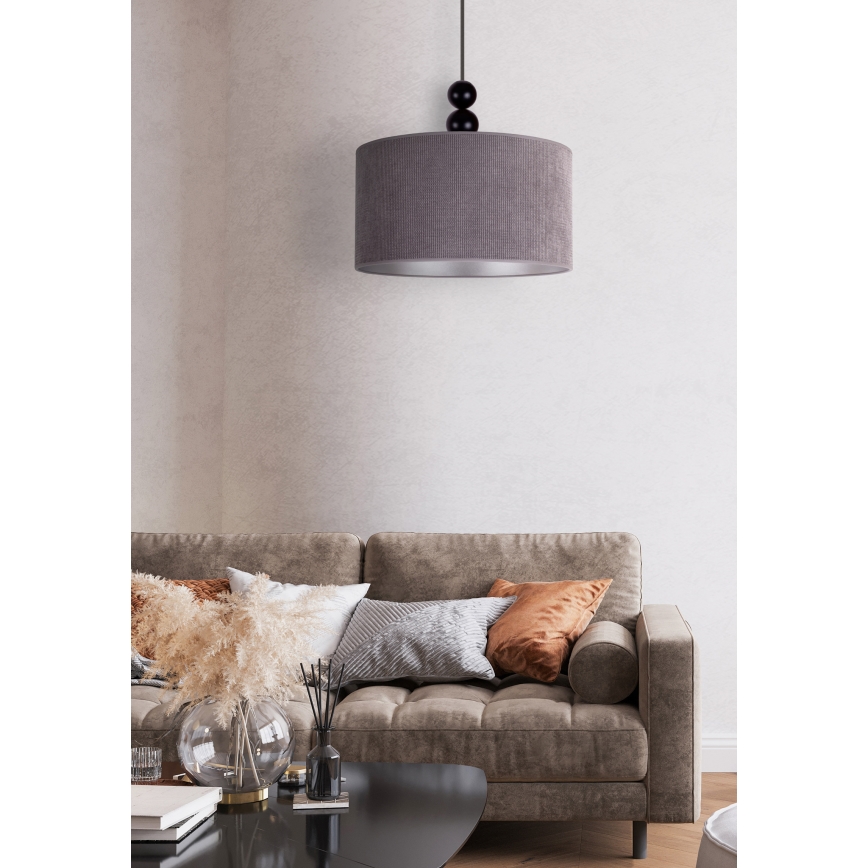 Duolla - Kattokruunu johdossa LYON 1xE27/15W/230V halkaisija 40 cm harmaa