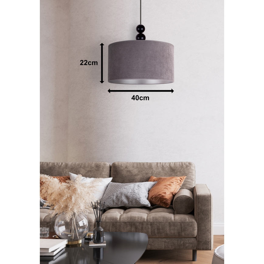 Duolla - Kattokruunu johdossa LYON 1xE27/15W/230V halkaisija 40 cm harmaa