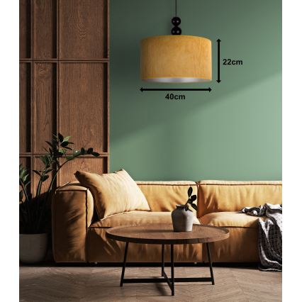 Duolla - Kattokruunu johdossa LYON 1xE27/15W/230V halkaisija 40 cm keltainen