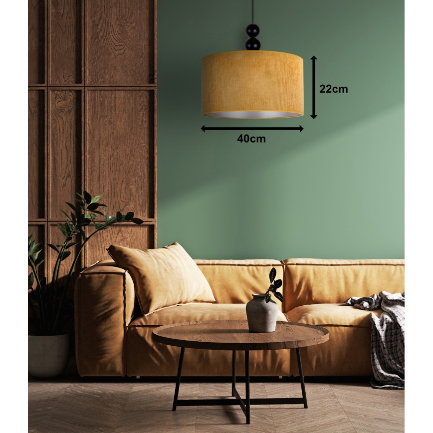Duolla - Kattokruunu johdossa LYON 1xE27/15W/230V halkaisija 40 cm keltainen