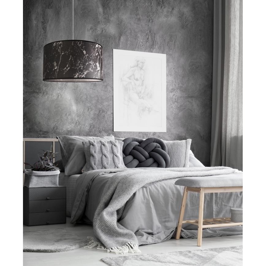 Duolla - Kattokruunu johdossa MARBLE 1xE27/40W/230V halkaisija 45 cm musta/valkoinen