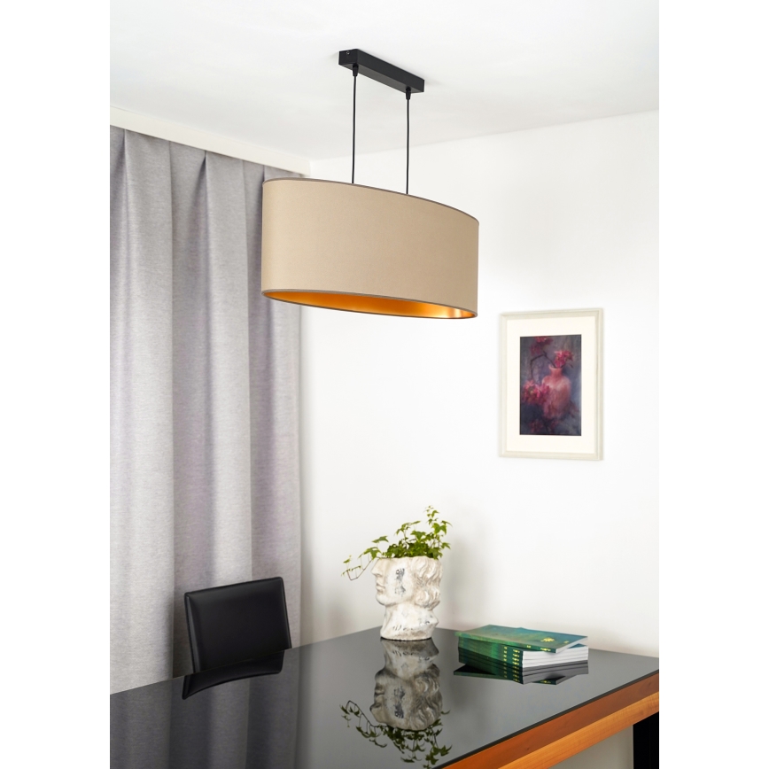 Duolla - Kattokruunu johdossa OVAL VEGAN 2xE27/15W/230V beige