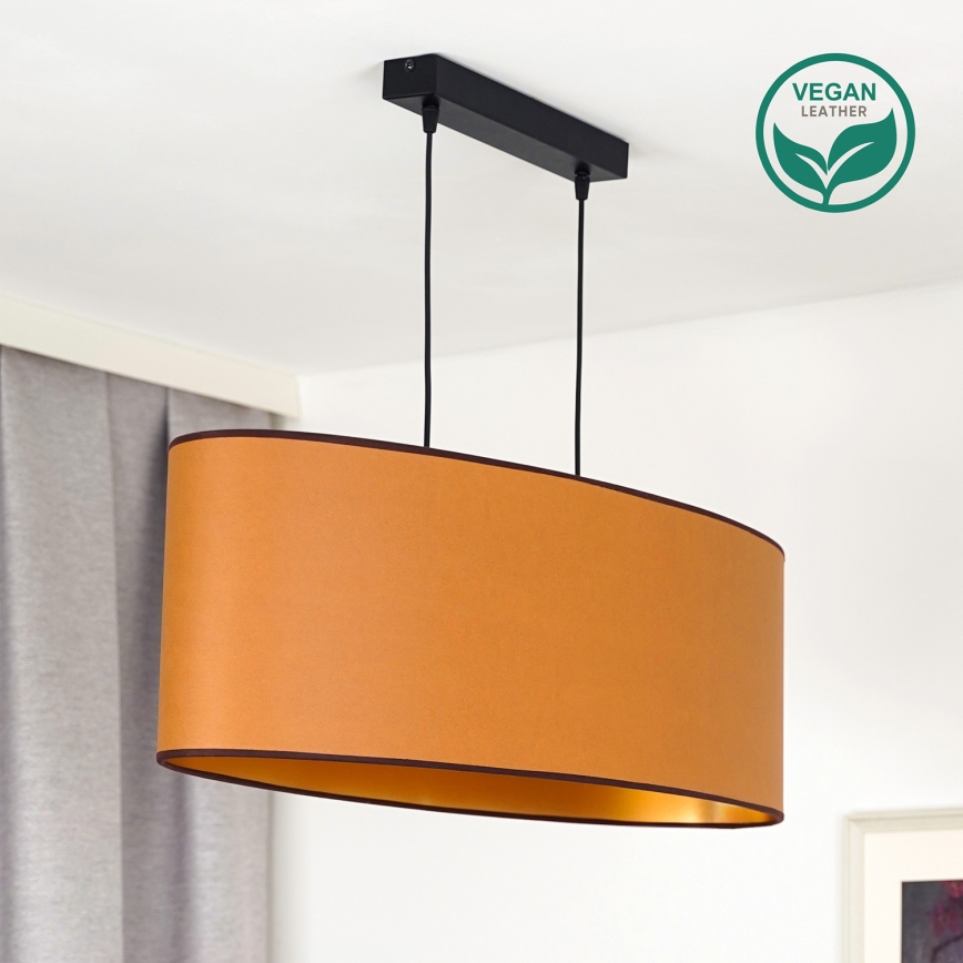 Duolla - Kattokruunu johdossa OVAL VEGAN 2xE27/15W/230V ruskea