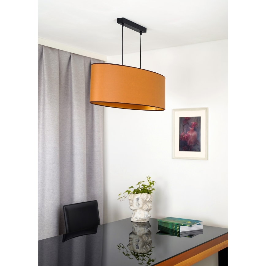 Duolla - Kattokruunu johdossa OVAL VEGAN 2xE27/15W/230V ruskea