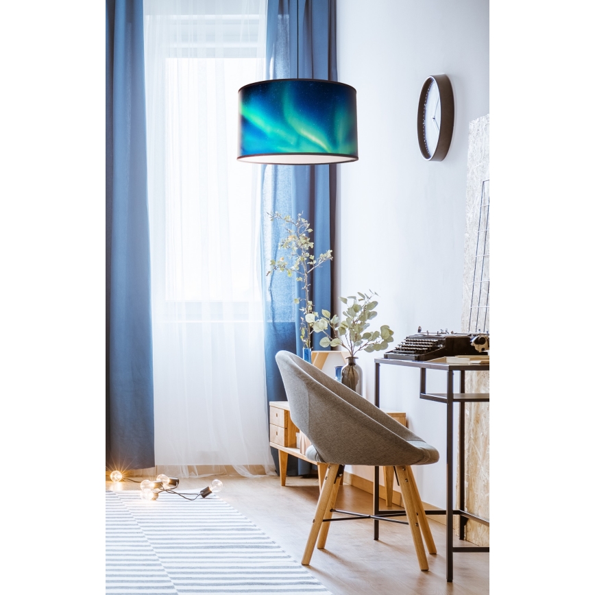 Duolla - Kattokruunu johdossa PRINT M 1xE27/40W/230V halkaisija 35 cm turkoosi