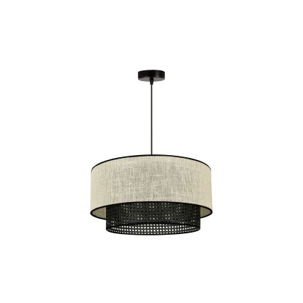 Duolla - Kattokruunu johdossa RATTAN YUTE 1xE27/15W/230V halkaisija 45 cm kerma/musta