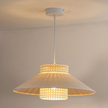 Duolla - Kattokruunu johdossa RIO RATTAN 1xE27/15W/230V halkaisija 45 cm beige/rottinki