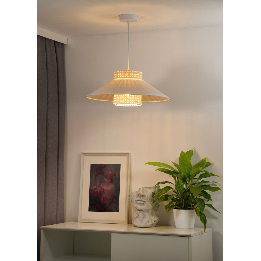 Duolla - Kattokruunu johdossa RIO RATTAN 1xE27/15W/230V halkaisija 45 cm beige/rottinki