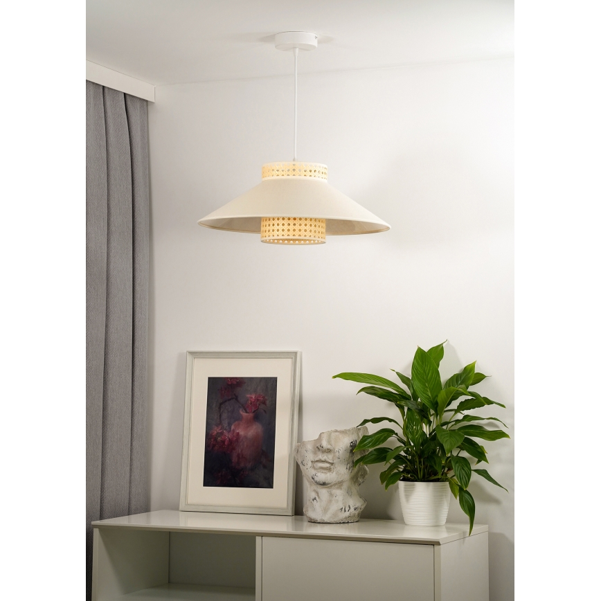 Duolla - Kattokruunu johdossa RIO RATTAN 1xE27/15W/230V halkaisija 45 cm beige/rottinki