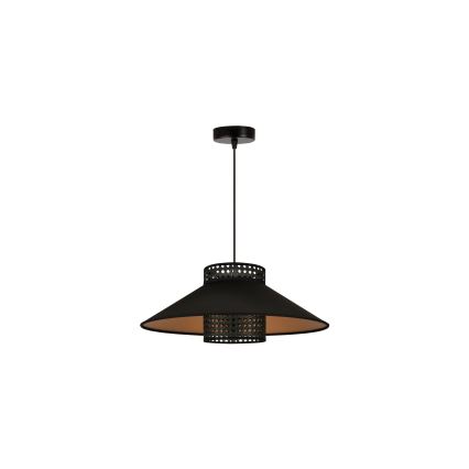 Duolla - Kattokruunu johdossa RIO RATTAN 1xE27/15W/230V halkaisija 45 cm musta/kulta