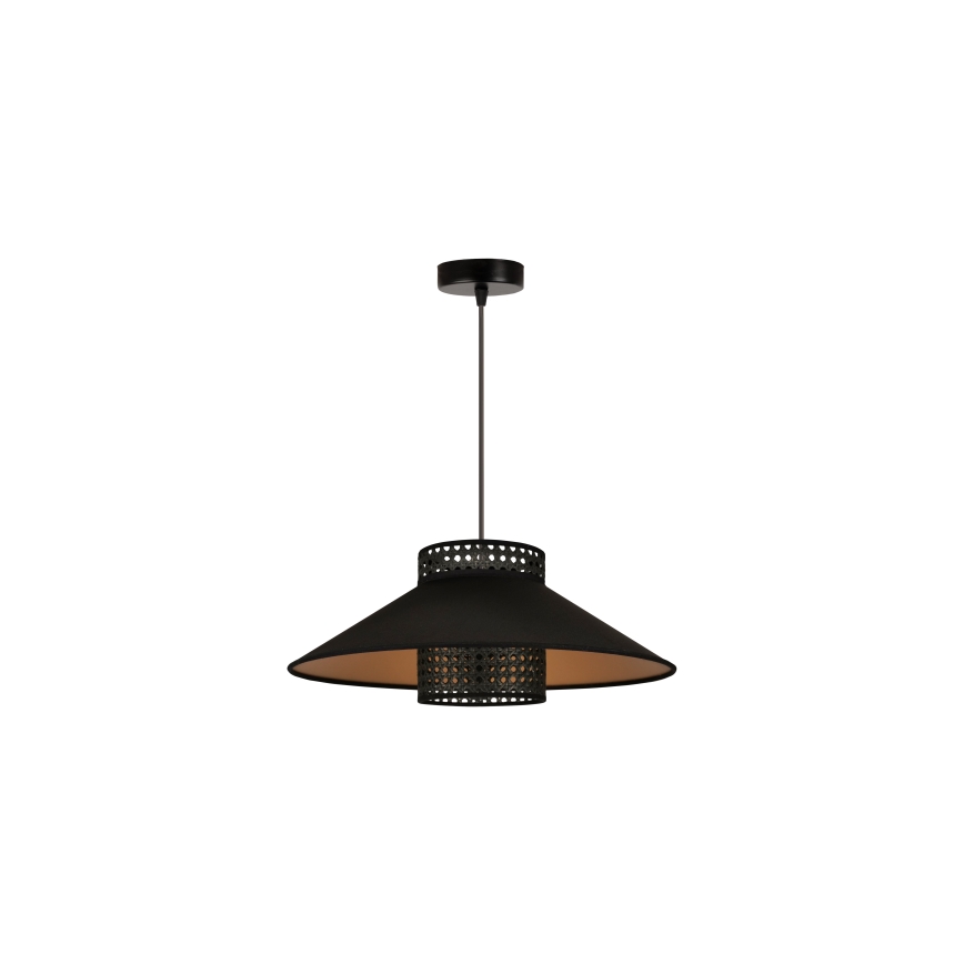 Duolla - Kattokruunu johdossa RIO RATTAN 1xE27/15W/230V halkaisija 45 cm musta/kulta