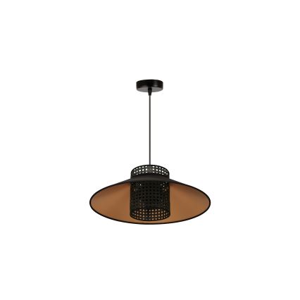 Duolla - Kattokruunu johdossa RIO RATTAN 1xE27/15W/230V halkaisija 45 cm musta/kulta